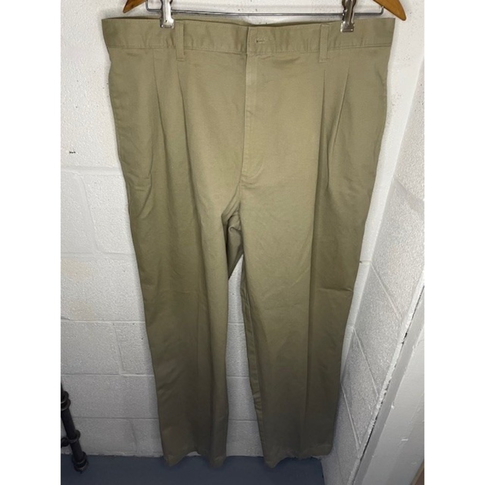 Flyers Mens Pants Khaki Pleated Front Dress Casual Size 38X32